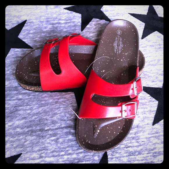 Charles Albert Shoes - CHARLES ALBERT🖤Jelly-Cork Slide Sandals Red❤️W8/9